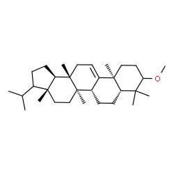 ChemSpider 2D Image | (3aR,5aR,5bR,7aR,11aS,13aS,13bR)-3-Isopropyl-9-methoxy-3a,5a,8,8,11a,13a-hexamethyl-2,3,3a,4,5,5a,5b,6,7,7a,8,9,10,11,11a,13,13a,13b-octadecahydro-1H-cyclopenta[a]chrysene | C31H52O