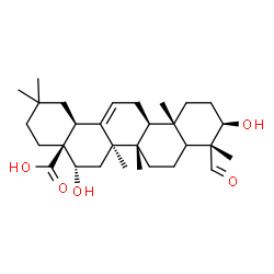 ChemSpider 2D Image | (3alpha,5xi,8alpha,9beta,10alpha,14beta,16beta,17alpha)-3,16-Dihydroxy-24-oxoolean-12-en-28-oic acid | C30H46O5