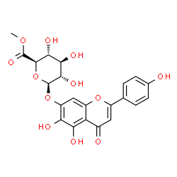 ChemSpider 2D Image | 5,6-Dihydroxy-2-(4-hydroxyphenyl)-4-oxo-4H-chromen-7-yl methyl beta-L-glucopyranosiduronate | C22H20O12