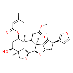 ChemSpider 2D Image | (2aS,3S,5R,5aS,6S,6aS,8S,9aS,10aR,10bS,10cS)-8-(3-Furyl)-3-hydroxy-6-(2-methoxy-2-oxoethyl)-2a,5a,6a,7-tetramethyl-2a,4,5,5a,6,6a,8,9,9a,10a,10b,10c-dodecahydro-2H,3H-cyclopenta[b]furo[2',3',4':4,5]na
phtho[2,3-d]furan-5-yl 3-methyl-2-butenoate | C32H42O8
