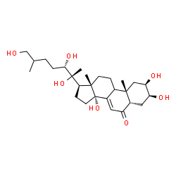 ChemSpider 2D Image | (2alpha,3alpha,5alpha,9xi,10alpha,13alpha,14beta,17alpha,20S,22S)-2,3,14,20,22,26-Hexahydroxycholest-7-en-6-one | C27H44O7