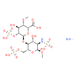 ChemSpider 2D Image | Methyl 2-deoxy-4-O-(4-O-methyl-2-O-sulfo-alpha-L-idopyranuronosyl)-6-O-sulfo-2-(sulfoamino)-alpha-D-glucopyranoside ammoniate (1:1) | C14H28N2O20S3