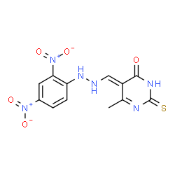 ChemSpider 2D Image | (5E)-5-{[2-(2,4-Dinitrophenyl)hydrazino]methylene}-6-methyl-2-thioxo-2,5-dihydro-4(3H)-pyrimidinone | C12H10N6O5S
