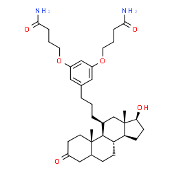 ChemSpider 2D Image | 4,4'-[(5-{3-[(11beta,17beta)-17-Hydroxy-3-oxoandrostan-11-yl]propyl}-1,3-phenylene)bis(oxy)]dibutanamide | C36H54N2O6