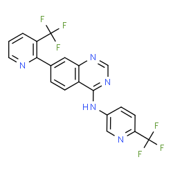 ChemSpider 2D Image | 7-[3-(Trifluoromethyl)-2-pyridinyl]-N-[6-(trifluoromethyl)-3-pyridinyl]-4-quinazolinamine | C20H11F6N5