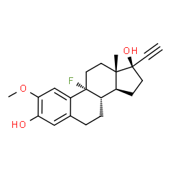 ChemSpider 2D Image | (17alpha)-9-Fluoro-2-methoxy-19-norpregna-1(10),2,4-trien-20-yne-3,17-diol | C21H25FO3