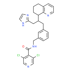 ChemSpider 2D Image | 3,5-Dichloro-N-{3-[3-(1H-imidazol-2-yl)-2-(5,6,7,8-tetrahydro-8-quinolinyl)propyl]benzyl}isonicotinamide | C28H27Cl2N5O