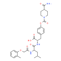 ChemSpider 2D Image | N-[(2-Methylphenoxy)acetyl]leucyl-O-[(4-carbamoyl-1-piperidinyl)carbonyl]-L-tyrosine | C31H40N4O8