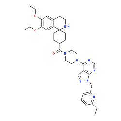 ChemSpider 2D Image | (6',7'-Diethoxy-3',4'-dihydro-2'H-spiro[cyclohexane-1,1'-isoquinolin]-4-yl)(4-{1-[(6-ethyl-2-pyridinyl)methyl]-1H-pyrazolo[3,4-d]pyrimidin-4-yl}-1-piperazinyl)methanone | C36H46N8O3