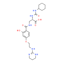 ChemSpider 2D Image | N-(Cyclohexylcarbamoyl)-3-({2-hydroxy-4-[2-(1,4,5,6-tetrahydro-2-pyrimidinylamino)ethoxy]benzoyl}amino)-L-alanine | C23H34N6O6