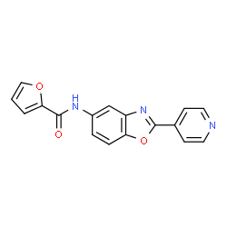 ChemSpider 2D Image | N-[2-(4-Pyridinyl)-1,3-benzoxazol-5-yl]-2-furamide | C17H11N3O3