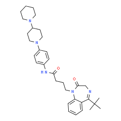 ChemSpider 2D Image | N-[4-(1,4'-Bipiperidin-1'-yl)phenyl]-4-[5-(2-methyl-2-propanyl)-2-oxo-2,3-dihydro-1H-1,4-benzodiazepin-1-yl]butanamide | C33H45N5O2