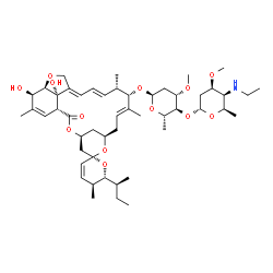 ChemSpider 2D Image | (1'R,2S,4'S,5S,6R,8'R,10'E,12'S,13'S,14'E,16'E,20'R,21'R,24'S)-6-[(2S)-2-Butanyl]-21',24'-dihydroxy-5,11',13',22'-tetramethyl-2'-oxo-5,6-dihydrospiro[pyran-2,6'-[3,7,19]trioxatetracyclo[15.6.1.1~4,8~.
0~20,24~]pentacosa[10,14,16,22]tetraen]-12'-yl 2,6-dideoxy-3-O-methyl-4-O-[2,4,6-trideoxy-4-(ethylamino)-3-O-methyl-alpha-D-lyxo-hexopyranosyl]-alpha-L-arabino-hexopyranoside | C50H77NO13