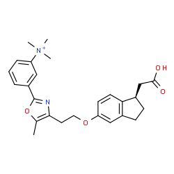 ChemSpider 2D Image | 3-[4-(2-{[(1R)-1-(Carboxymethyl)-2,3-dihydro-1H-inden-5-yl]oxy}ethyl)-5-methyl-1,3-oxazol-2-yl]-N,N,N-trimethylanilinium | C26H31N2O4
