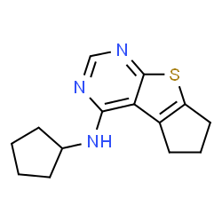 ChemSpider 2D Image | N-Cyclopentyl-6,7-dihydro-5H-cyclopenta[4,5]thieno[2,3-d]pyrimidin-4-amine | C14H17N3S