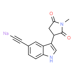 ChemSpider 2D Image | {[3-(1-Methyl-2,5-dioxo-3-pyrrolidinyl)-1H-indol-5-yl]ethynyl}sodium | C15H11N2NaO2