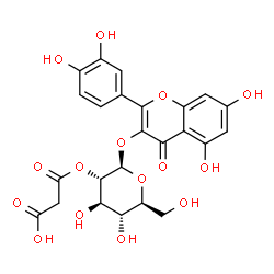 ChemSpider 2D Image | 2-(3,4-Dihydroxyphenyl)-5,7-dihydroxy-4-oxo-4H-chromen-3-yl 2-O-(carboxyacetyl)-beta-L-glucopyranoside | C24H22O15