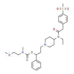 ChemSpider 2D Image | 3-[4-(Ethyl{[4-(methylsulfonyl)phenyl]acetyl}amino)-1-piperidinyl]-1-phenylpropyl (2-methoxyethyl)methylcarbamate | C30H43N3O6S
