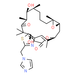 ChemSpider 2D Image | (1S,3S,7S,10R,11S,12S,16R)-7,11-Dihydroxy-3-{(1E)-1-[2-(1H-imidazol-1-ylmethyl)-1,3-thiazol-4-yl]-1-propen-2-yl}-8,8,10,12,16-pentamethyl-4,17-dioxabicyclo[14.1.0]heptadecane-5,9-dione | C30H43N3O6S