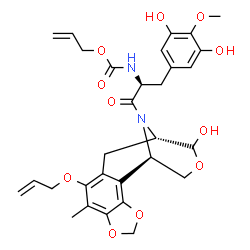 ChemSpider 2D Image | Allyl [(2S)-1-[(1R,12S)-9-(allyloxy)-13-hydroxy-8-methyl-4,6,14-trioxa-16-azatetracyclo[10.3.1.0~2,10~.0~3,7~]hexadeca-2,7,9-trien-16-yl]-3-(3,5-dihydroxy-4-methoxyphenyl)-1-oxo-2-propanyl]carbamate | C30H34N2O11