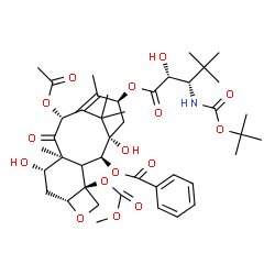ChemSpider 2D Image | (1S,2S,4S,7R,9S,10S,12R,15S)-12-Acetoxy-1,9-dihydroxy-15-{[(2R,3S)-2-hydroxy-4,4-dimethyl-3-({[(2-methyl-2-propanyl)oxy]carbonyl}amino)pentanoyl]oxy}-4-[(methoxycarbonyl)oxy]-10,14,17,17-tetramethyl-1
1-oxo-6-oxatetracyclo[11.3.1.0~3,10~.0~4,7~]heptadec-13-en-2-yl benzoate | C43H59NO16