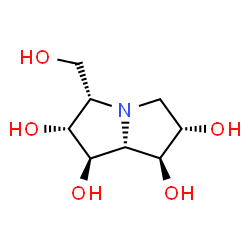 ChemSpider 2D Image | (1R,2R,3S,6S,7S,7aR)-3-(Hydroxymethyl)hexahydro-1H-pyrrolizine-1,2,6,7-tetrol | C8H15NO5
