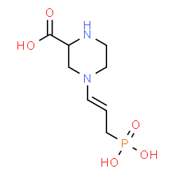 ChemSpider 2D Image | 4-[(1E)-3-Phosphono-1-propen-1-yl]-2-piperazinecarboxylic acid | C8H15N2O5P