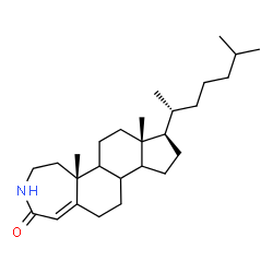 ChemSpider 2D Image | (5aR,7aR,8R)-5a,7a-Dimethyl-8-[(2R)-6-methyl-2-heptanyl]-4,5,5a,5b,6,7,7a,8,9,10,10a,10b,11,12-tetradecahydrocyclopenta[5,6]naphtho[1,2-d]azepin-2(3H)-one | C27H45NO