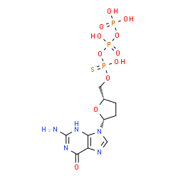 ChemSpider 2D Image | [[(2S,5R)-5-(2-amino-6-oxo-3H-purin-9-yl)tetrahydrofuran-2-yl]methoxy-hydroxy-phosphinothioyl] phosphono hydrogen phosphate | C10H16N5O11P3S