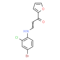 ChemSpider 2D Image | 3-[(4-Bromo-2-chlorophenyl)amino]-1-(2-furyl)-2-propen-1-one | C13H9BrClNO2