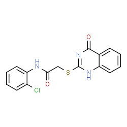 ChemSpider 2D Image | N-(2-chlorophenyl)-2-[(4-oxo-3H-quinazolin-2-yl)sulfanyl]acetamide | C16H12ClN3O2S