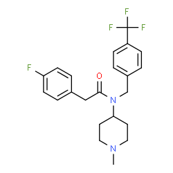 ChemSpider 2D Image | 2-(4-Fluorophenyl)-N-(1-methyl-4-piperidinyl)-N-[4-(trifluoromethyl)benzyl]acetamide | C22H24F4N2O