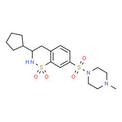 ChemSpider 2D Image | 3-Cyclopentyl-7-[(4-methyl-1-piperazinyl)sulfonyl]-3,4-dihydro-2H-1,2-benzothiazine 1,1-dioxide | C18H27N3O4S2