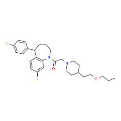 ChemSpider 2D Image | 1-[8-Fluoro-5-(4-fluorophenyl)-2,3,4,5-tetrahydro-1H-1-benzazepin-1-yl]-2-[4-(2-propoxyethyl)-1-piperidinyl]ethanone | C28H36F2N2O2