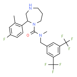 ChemSpider 2D Image | N-[3,5-Bis(trifluoromethyl)benzyl]-2-(4-fluoro-2-methylphenyl)-N-methyl-1,4-diazepane-1-carboxamide | C23H24F7N3O