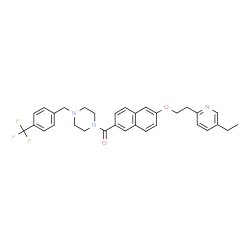 ChemSpider 2D Image | {6-[2-(5-Ethyl-2-pyridinyl)ethoxy]-2-naphthyl}{4-[4-(trifluoromethyl)benzyl]-1-piperazinyl}methanone | C32H32F3N3O2