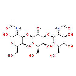 ChemSpider 2D Image | 2-Acetamido-2-deoxy-beta-D-glucopyranosyl-(1->3)-beta-D-galactopyranosyl-(1->3)-2-acetamido-2-deoxy-D-galactopyranose | C22H38N2O16