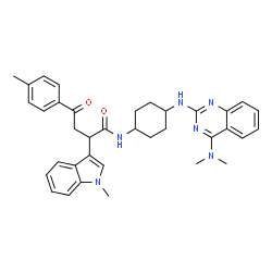 ChemSpider 2D Image | N-(4-{[4-(Dimethylamino)-2-quinazolinyl]amino}cyclohexyl)-2-(1-methyl-1H-indol-3-yl)-4-(4-methylphenyl)-4-oxobutanamide | C36H40N6O2