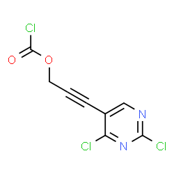 ChemSpider 2D Image | 3-(2,4-Dichloro-5-pyrimidinyl)-2-propyn-1-yl carbonochloridate | C8H3Cl3N2O2