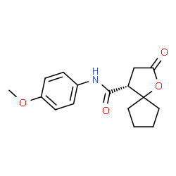 ChemSpider 2D Image | (4R)-N-(4-Methoxyphenyl)-2-oxo-1-oxaspiro[4.4]nonane-4-carboxamide | C16H19NO4