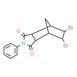 ChemSpider 2D Image | 8,9-Dibromo-4-phenyl-4-azatricyclo[5.2.1.0~2,6~]decane-3,5-dione | C15H13Br2NO2
