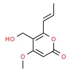 ChemSpider 2D Image | 5-(Hydroxymethyl)-4-methoxy-6-[(1E)-1-propen-1-yl]-2H-pyran-2-one | C10H12O4