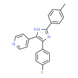 ChemSpider 2D Image | 4-[4-(4-Fluorophenyl)-2-(4-methylphenyl)-1H-imidazol-5-yl]pyridine | C21H16FN3