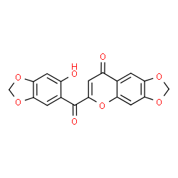 ChemSpider 2D Image | 6-[(6-Hydroxy-1,3-benzodioxol-5-yl)carbonyl]-8H-[1,3]dioxolo[4,5-g]chromen-8-one | C18H10O8