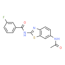 ChemSpider 2D Image | N-(6-Acetamido-1,3-benzothiazol-2-yl)-3-fluorobenzamide | C16H12FN3O2S