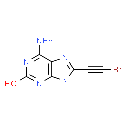 ChemSpider 2D Image | 6-Amino-8-(bromoethynyl)-9H-purin-2-ol | C7H4BrN5O