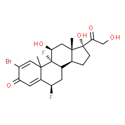 ChemSpider 2D Image | (6beta,8xi,10xi,11beta)-2-Bromo-6,9-difluoro-11,17,21-trihydroxypregna-1,4-diene-3,20-dione | C21H25BrF2O5