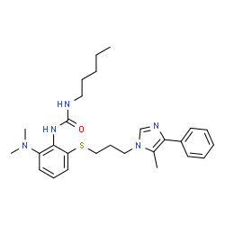 ChemSpider 2D Image | 1-[2-(Dimethylamino)-6-{[3-(5-methyl-4-phenyl-1H-imidazol-1-yl)propyl]sulfanyl}phenyl]-3-pentylurea | C27H37N5OS