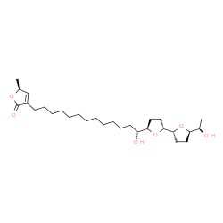 ChemSpider 2D Image | (5S)-3-[(13R)-13-Hydroxy-13-{(2R,2'R,5R,5'R)-5'-[(1R)-1-hydroxyethyl]octahydro-2,2'-bifuran-5-yl}tridecyl]-5-methyl-2(5H)-furanone | C28H48O6