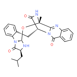 ChemSpider 2D Image | (1'R,2S,9R,9aR,12'S)-2-Isobutyl-12'-methyl-1,9a-dihydro-3'H,16'H-spiro[imidazo[1,2-a]indole-9,14'-[13]oxa[2,10,17]triazatetracyclo[10.3.2.0~2,11~.0~4,9~]heptadeca[4,6,8,10]tetraene]-3,3',16'(2H)-trion
e | C27H27N5O4